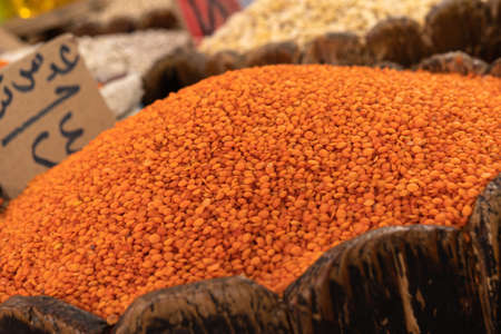Dried food products on the arab street market stall.の写真素材