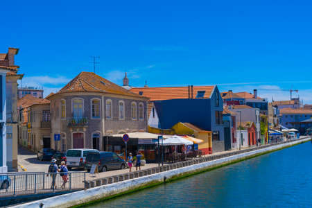 Aveiro, Portugal - 21.05.2022: embankment with typical housesのeditorial素材