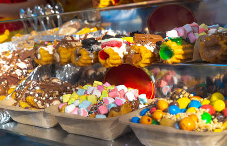 Tasty churros for sale in a street stallの写真素材