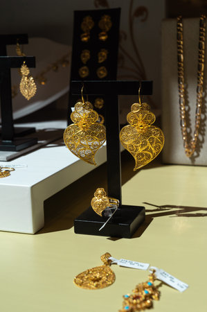 Heart of Viana gold jewelry in store window display