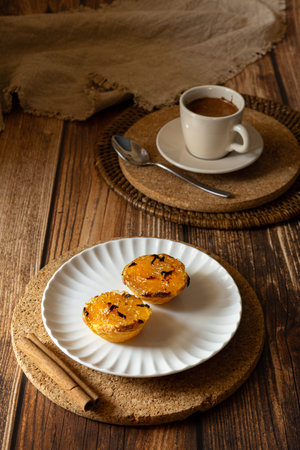 Typical Portuguese squash dessert with coffee