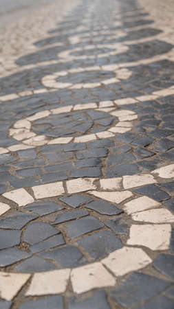 Close-up of Portuguese cobblestone pavement.の写真素材