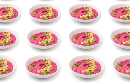 Pattern of beetroot hummus isolated on white backgroundの写真素材