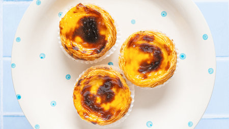 Traditional Portuguese egg tart dessert Pasteis Pastel de nata