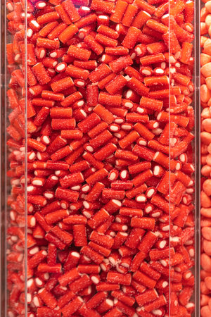 Red gummy candies backgroundの写真素材