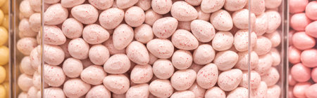 Pastel pink candies in a shop window