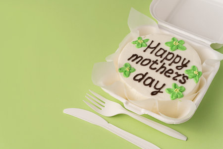 Happy mothers day bento cake on greenの写真素材