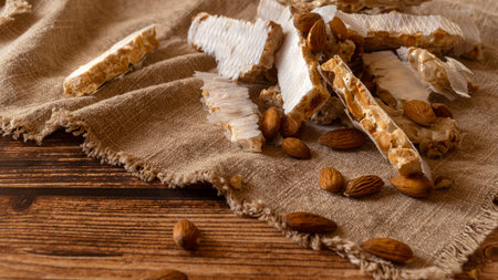 Almond turron dessert slicesの写真素材