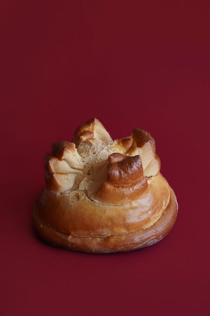 Portuguese cake Fogaca, from Santa Maria da Feira on red
