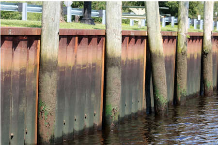 Metal Bulkhead With Pilingsの写真素材
