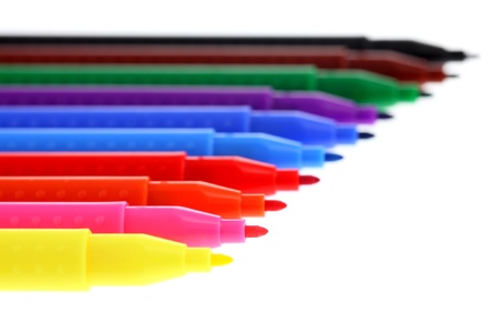 Colorful markers isolated on white background.の写真素材