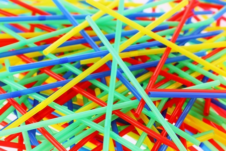 Colorful drinking straws. Focus on foregroundの写真素材