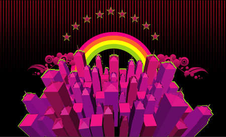 city vector compositionのイラスト素材