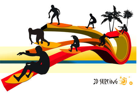 surfer vector compositionのイラスト素材