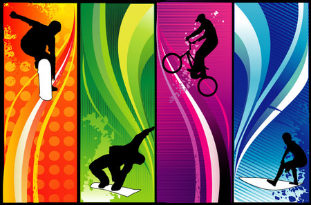 extreme sports vector compositionのイラスト素材