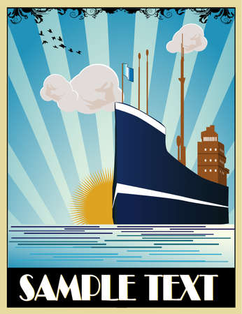 Art deco ship vectorのイラスト素材
