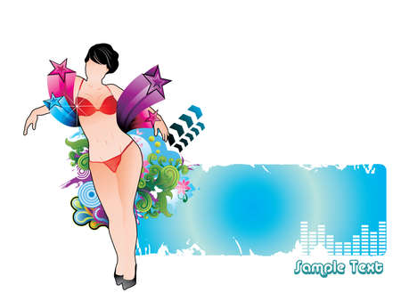 vector girl compositionのイラスト素材