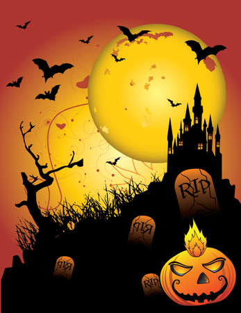halloween haunted castle vectorのイラスト素材