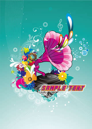 gramophone abstract color illustrationのイラスト素材