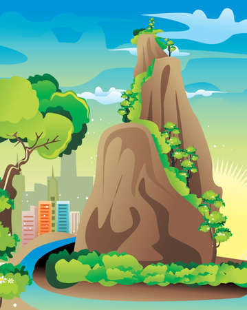 landscape and city vector illustrationのイラスト素材