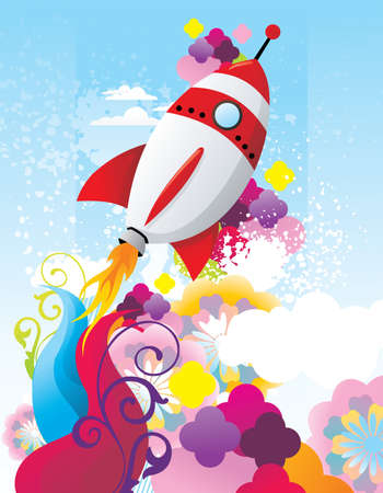 spaceship color vector illustrationのイラスト素材