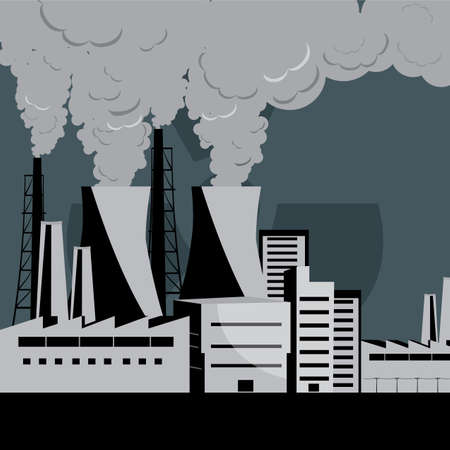 nuclear plant vectorのイラスト素材