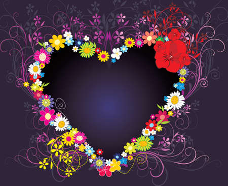 hearth shape with flowers vector illustrationのイラスト素材