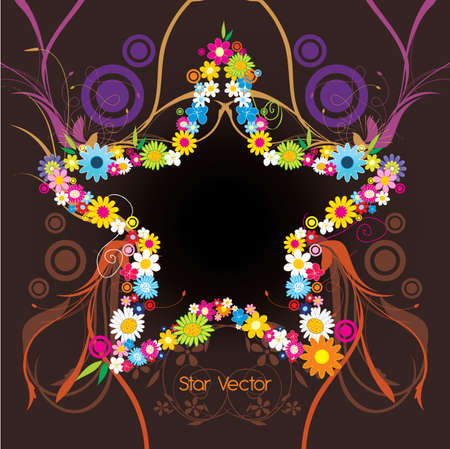 star shape with flowers vector illustrationのイラスト素材