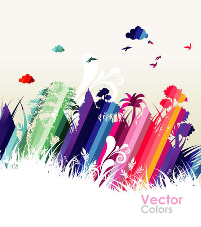 jungle color illustrationのイラスト素材