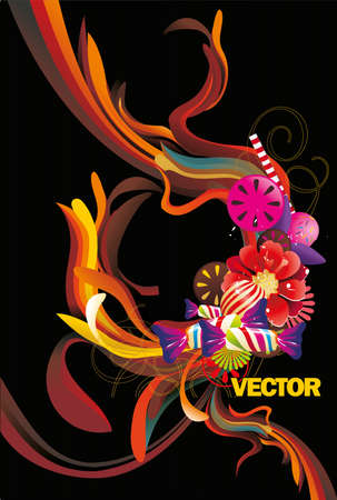 abstract floral color waveのイラスト素材