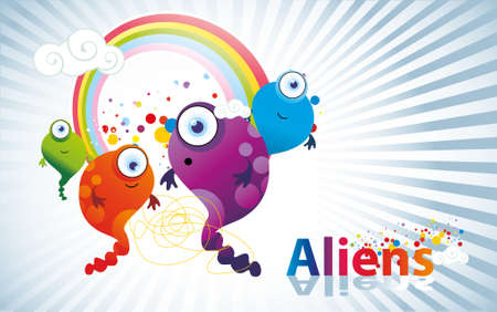 fun aliens vectorのイラスト素材