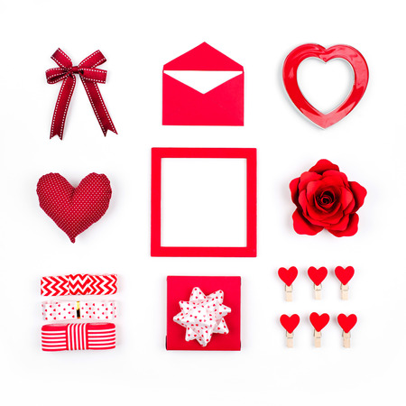 Love Collection. Valentine's day concept. Romantic red decoration の写真素材