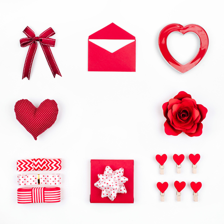 Love Collection. Valentine's day concept. Romantic red decorationの写真素材