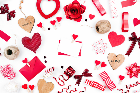 Valentine mock up card with Red decorationの写真素材