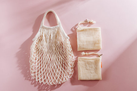 Reusable cloth shopping bags. Zero waste, plastic free concept.