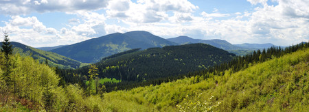 Panorama of a summer landscape in Beskydy の写真素材