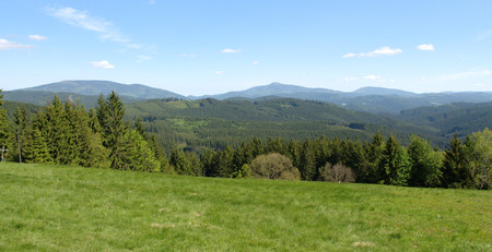 Panorama of a summer landscape in Beskydy の写真素材