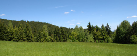 Panorama of a summer landscape in Beskydy の写真素材