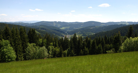 Panorama of a summer landscape in Beskydy の写真素材