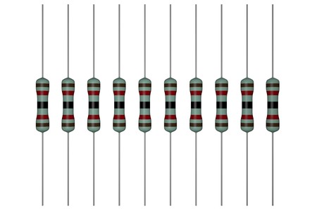 3D rendered image of resistors on a white background の写真素材