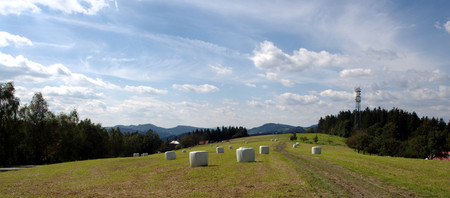 Panorama of a summer landscape in Beskydy.の写真素材