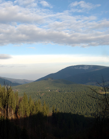 Panorama of a autumn landscape in Beskydy.の写真素材