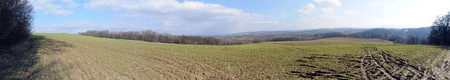 Panorama of a spring landscape in Beskydy.の写真素材