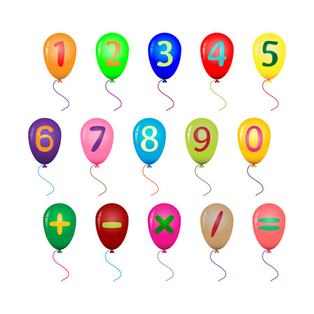 colored balloons with numeralsのイラスト素材