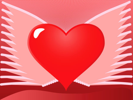 Vector illustration of a heart with wingsのイラスト素材