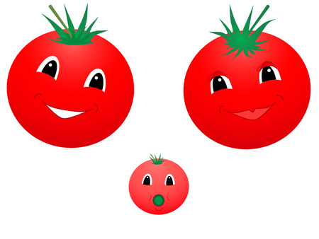 Vector illustration of happy tomato のイラスト素材