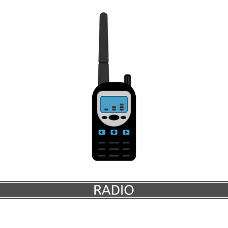 Two way long range radio vector icon. Walkie Talkie isolated on white background. Handheld transceiver in flat styleのイラスト素材