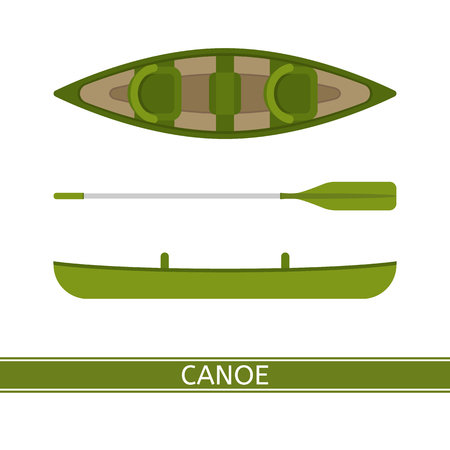 Canoe vector icon with paddles isolated on white background, in flat style.のイラスト素材
