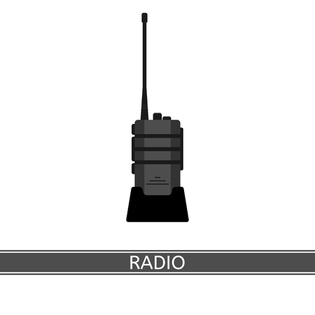 Two way long range radio vector icon. Walkie Talkie isolated on white background. Handheld transceiver in flat styleのイラスト素材