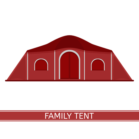 Camping tent vector icon. Tourist family tent isolated on white background in flat styleのイラスト素材